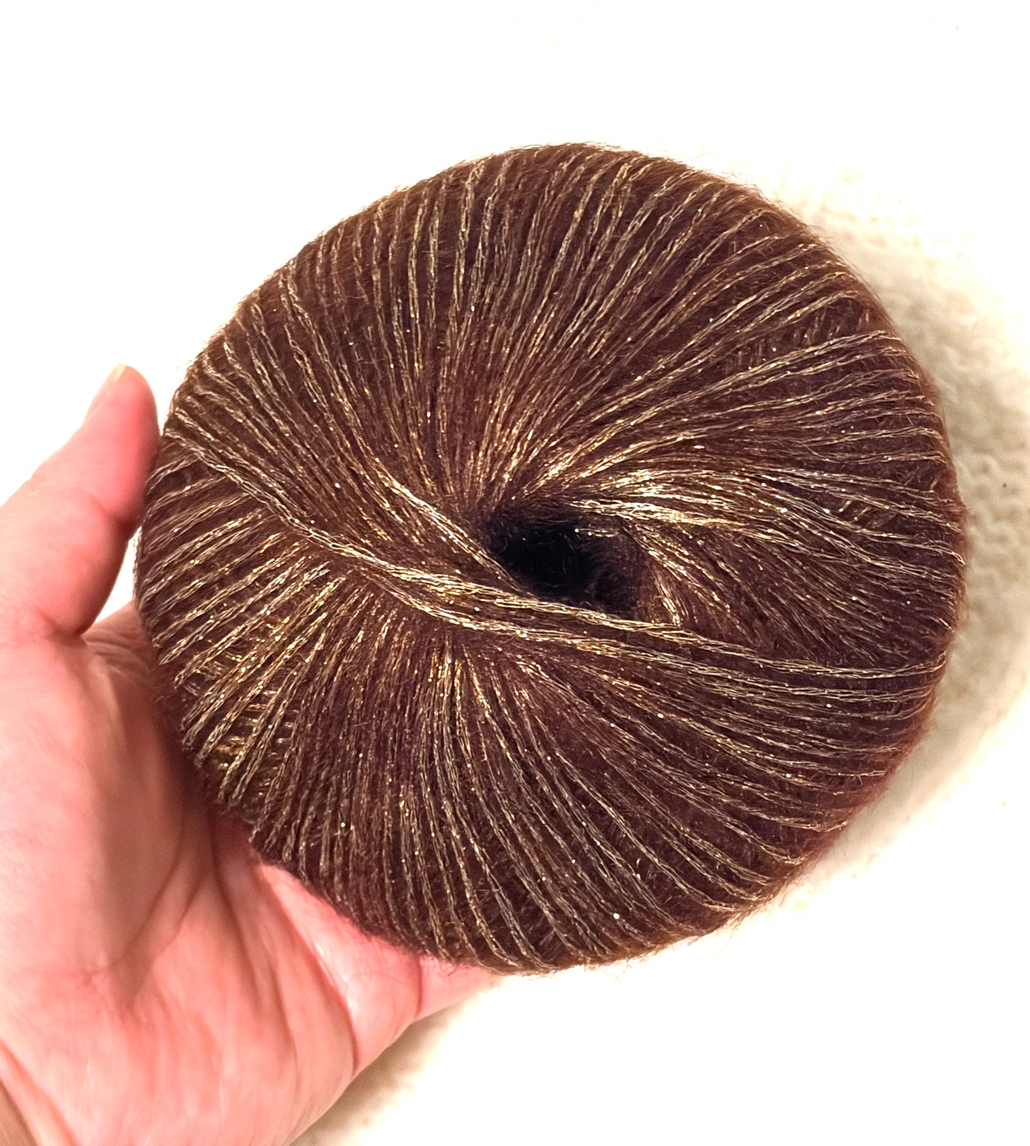 3 balls x 25g Glitter Mohair yarn : Mohair + Wool + Rayon : 05 Chocolate