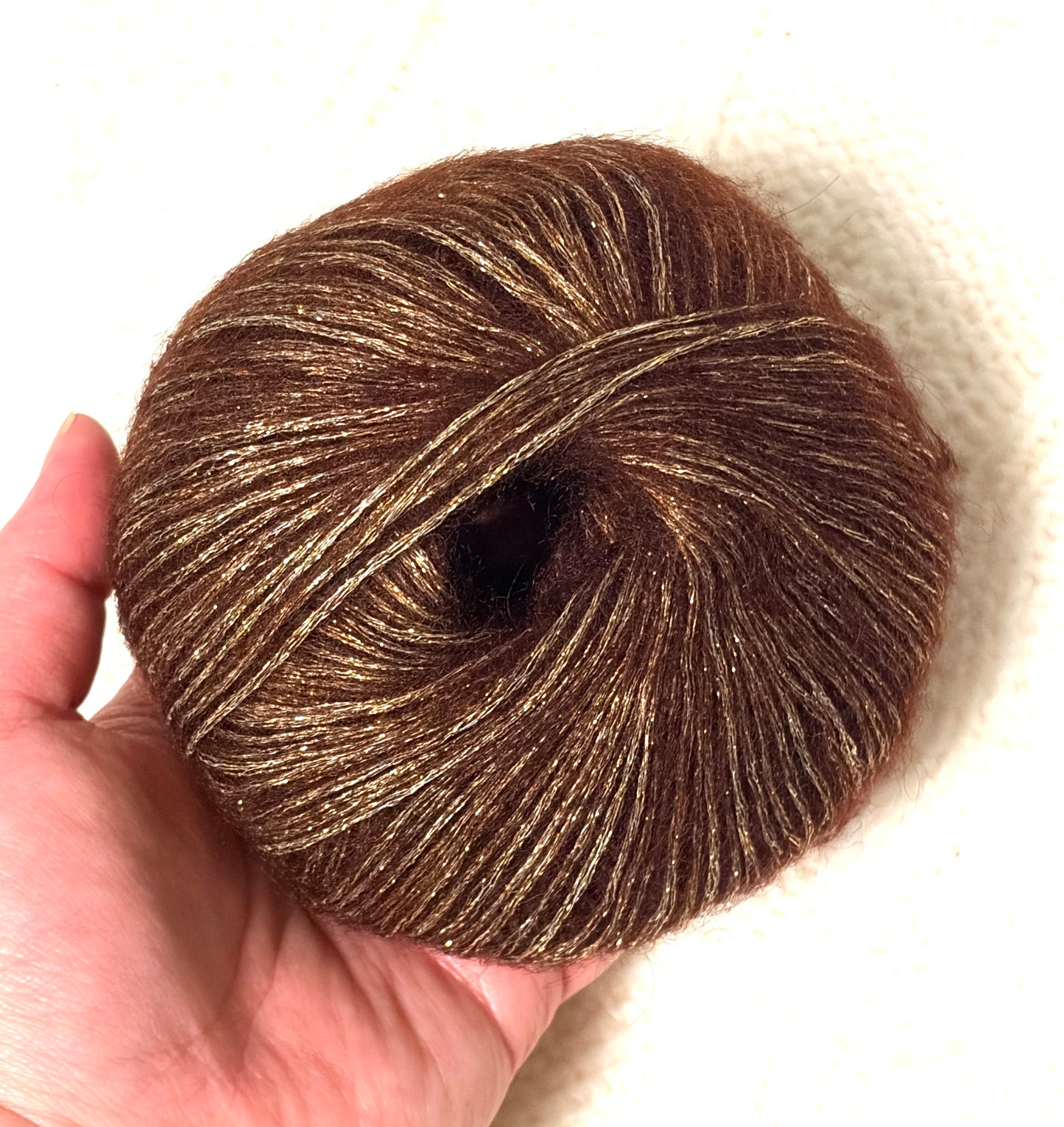 3 balls x 25g Glitter Mohair yarn : Mohair + Wool + Rayon : 05 Chocolate