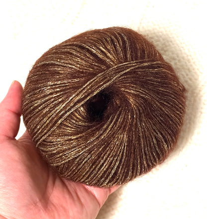 3 balls x 25g Glitter Mohair yarn : Mohair + Wool + Rayon : 05 Chocolate