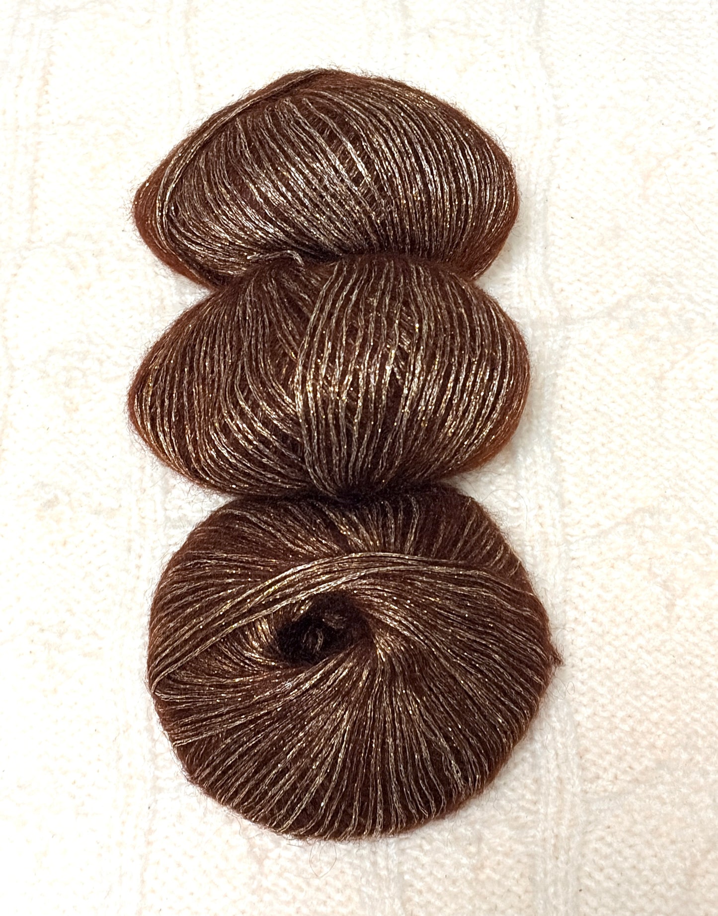 3 balls x 25g Glitter Mohair yarn : Mohair + Wool + Rayon : 05 Chocolate