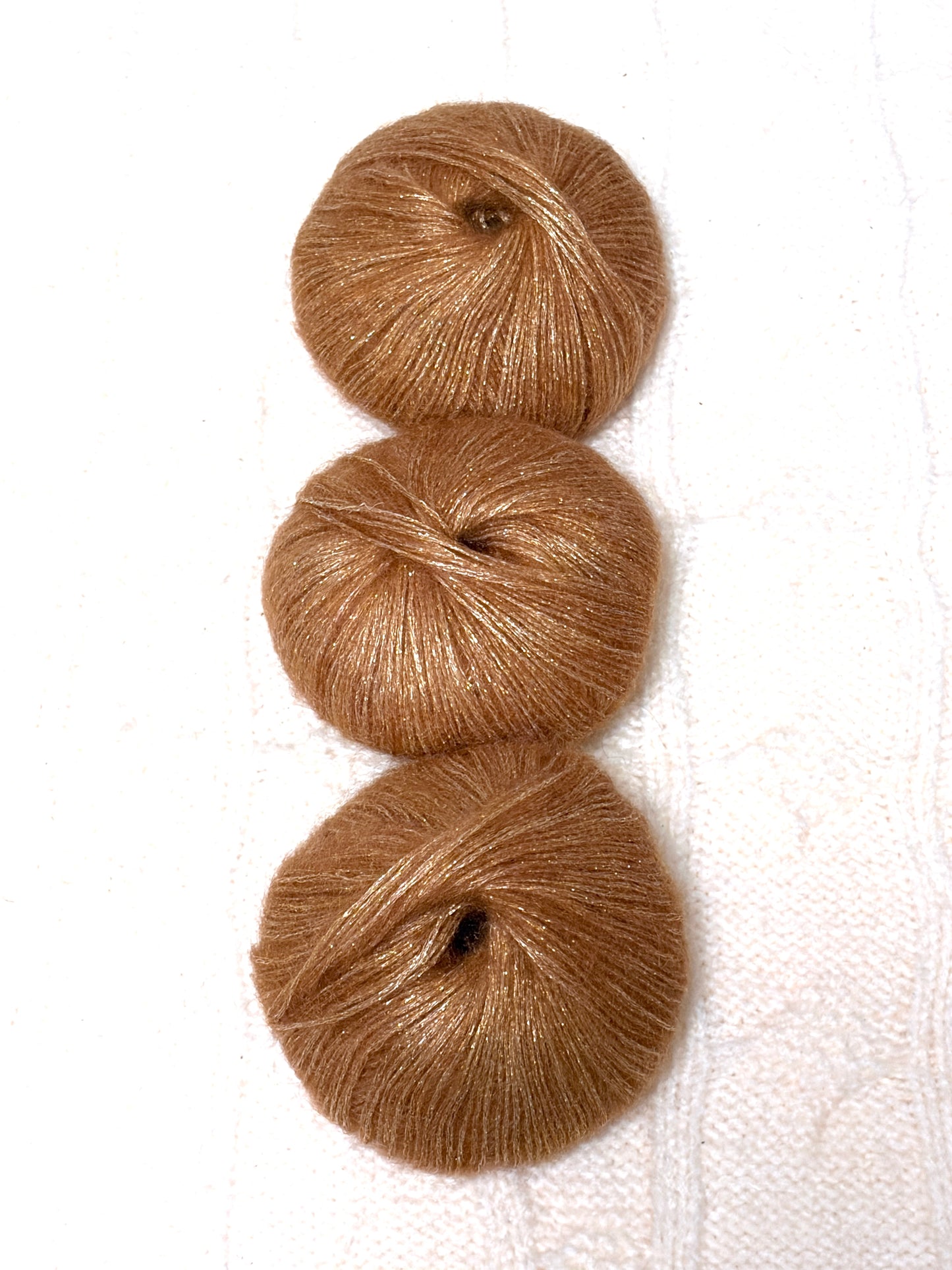 3 balls x 25g Glitter Mohair yarn : Mohair + Wool + Rayon : 09 Caramel