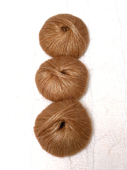 3 balls x 25g Glitter Mohair yarn : Mohair + Wool + Rayon : 09 Caramel