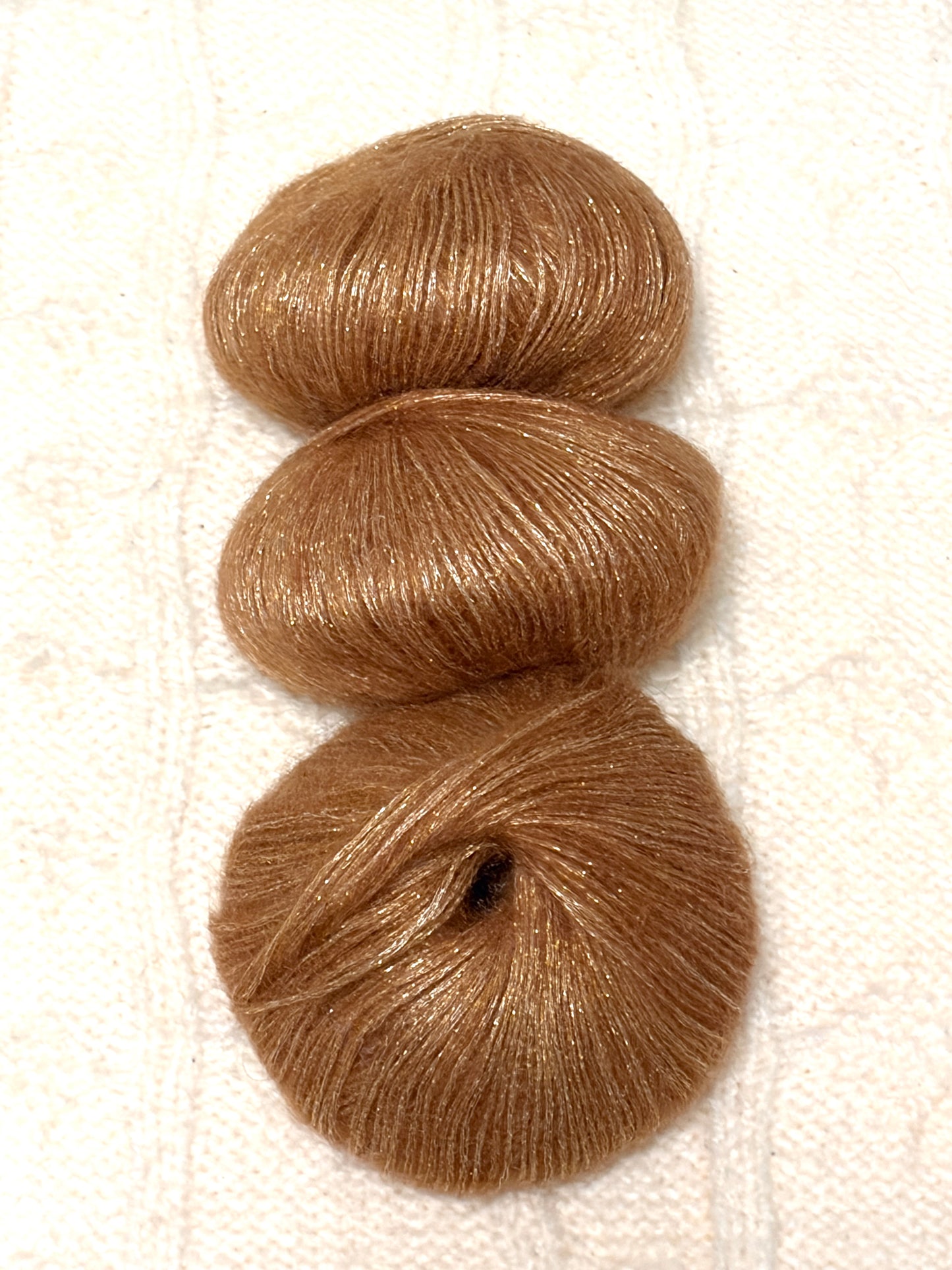 3 balls x 25g Glitter Mohair yarn : Mohair + Wool + Rayon : 09 Caramel