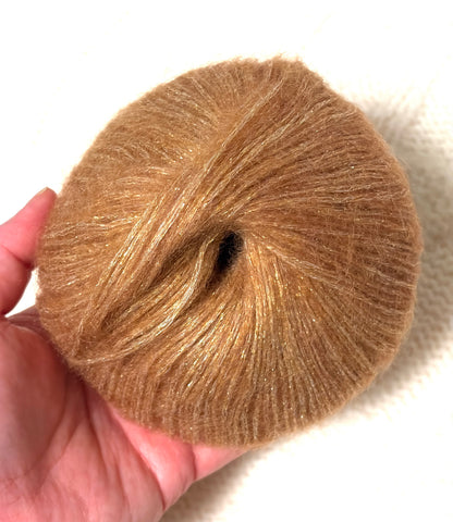 3 balls x 25g Glitter Mohair yarn : Mohair + Wool + Rayon : 09 Caramel
