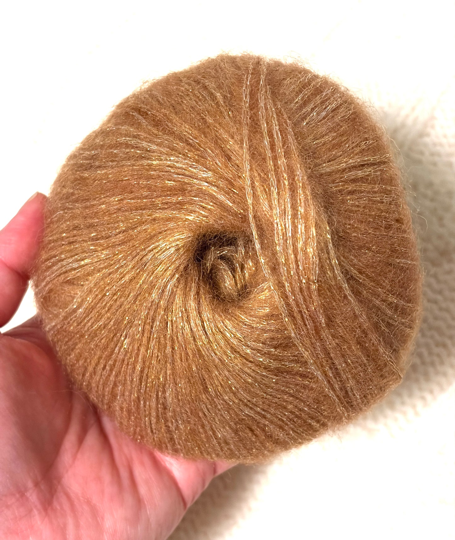 3 balls x 25g Glitter Mohair yarn : Mohair + Wool + Rayon : 09 Caramel