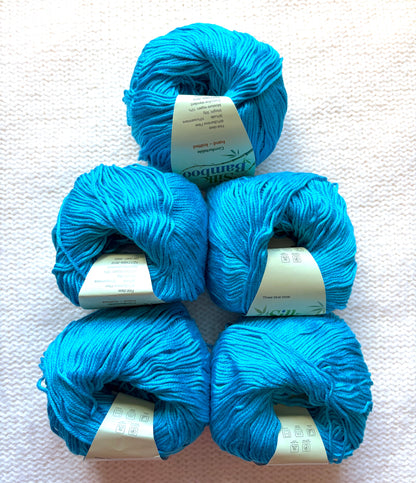 5 balls x 50g Cashmere Silk yarn : Cashmere + Silk + Bamboo fiber : 27 Bright Cerulean Blue