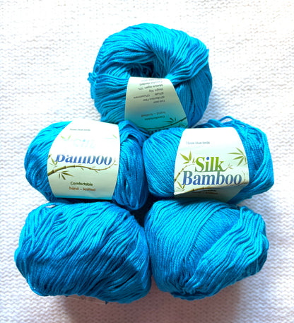 5 balls x 50g Cashmere Silk yarn : Cashmere + Silk + Bamboo fiber : 27 Bright Cerulean Blue