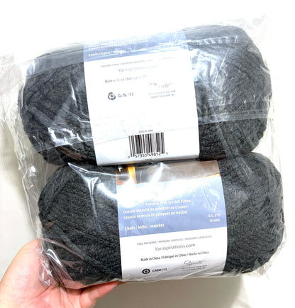 2 Balls x 255g Bernat Bounce Back Yarn Bulky Yarn : Black Bear