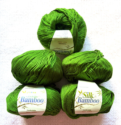5 balls x 50g Cashmere Silk yarn : Cashmere + Silk + Bamboo fiber : 09 Sap Green