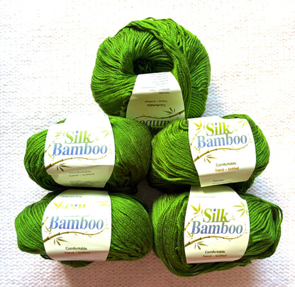 5 balls x 50g Cashmere Silk yarn : Cashmere + Silk + Bamboo fiber : 09 Sap Green