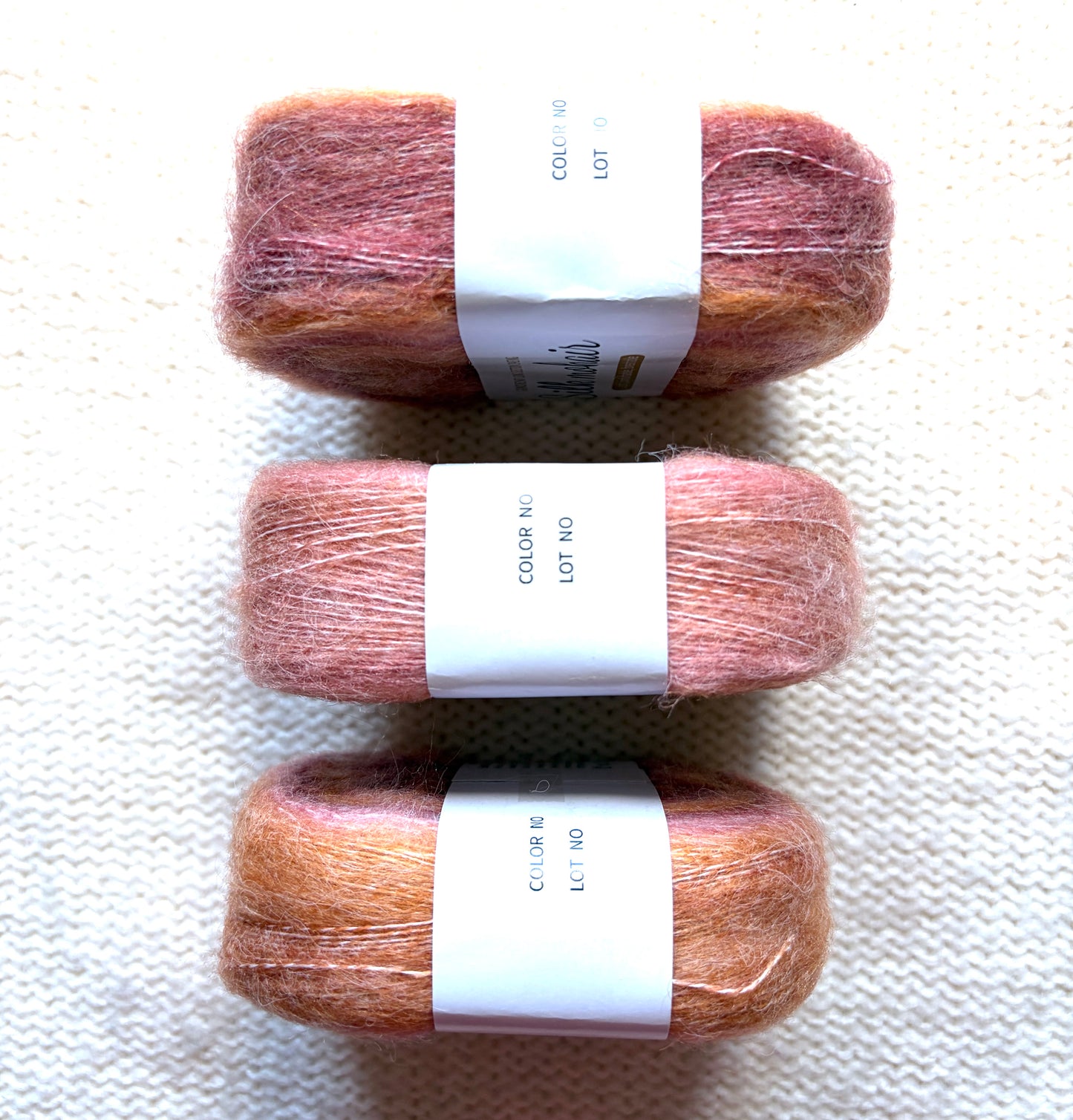 3 cakes x 50g Gradient Mohair Silk Yarn : Mohair + Silk+ Polyester : 08 Orange Brown