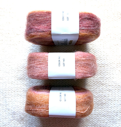 3 cakes x 50g Gradient Mohair Silk Yarn : Mohair + Silk+ Polyester : 08 Orange Brown