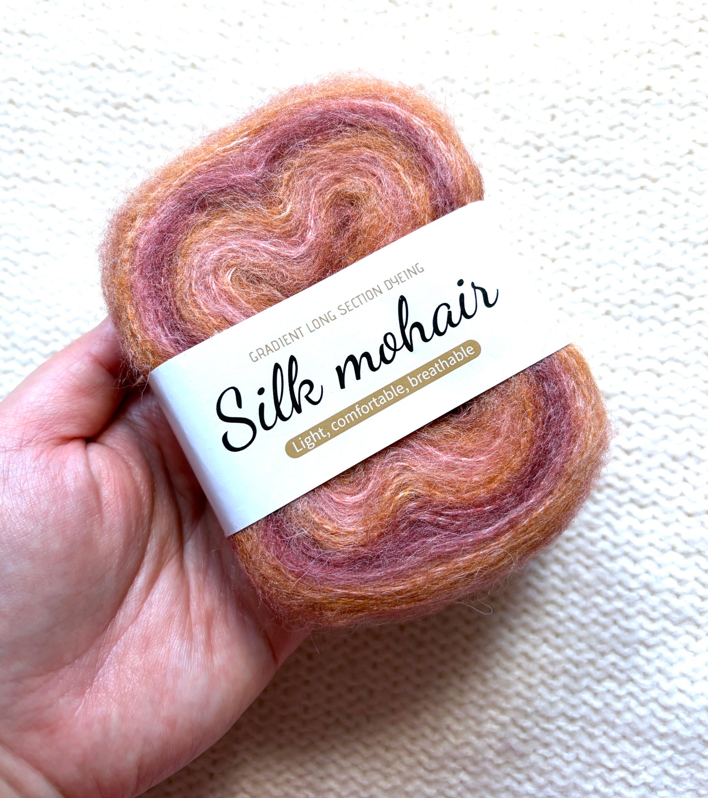 3 cakes x 50g Gradient Mohair Silk Yarn : Mohair + Silk+ Polyester : 08 Orange Brown