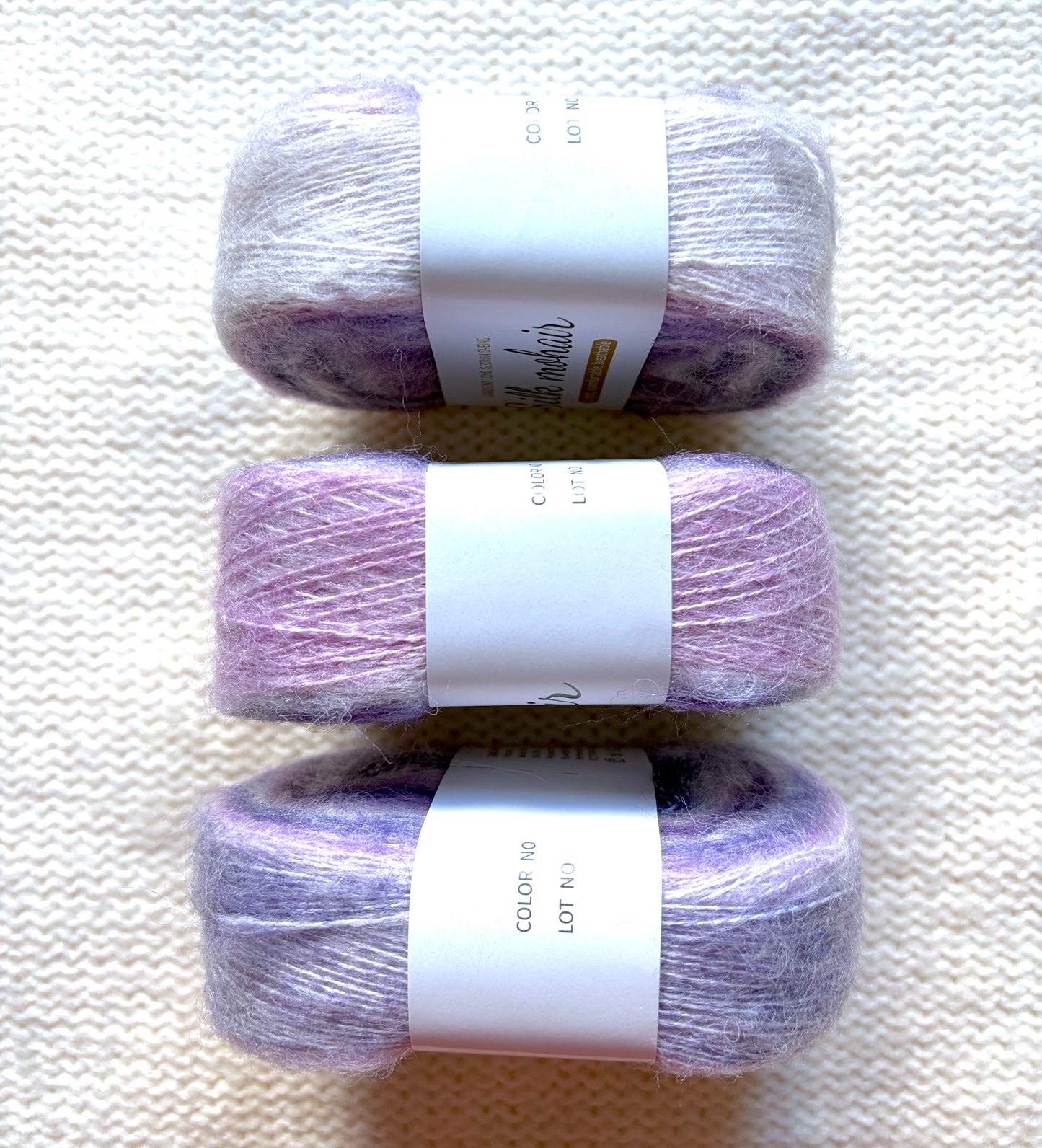 3 cakes x 50g Gradient Mohair Silk Yarn : Mohair + Silk+ Polyester : 07 Gradient Purple