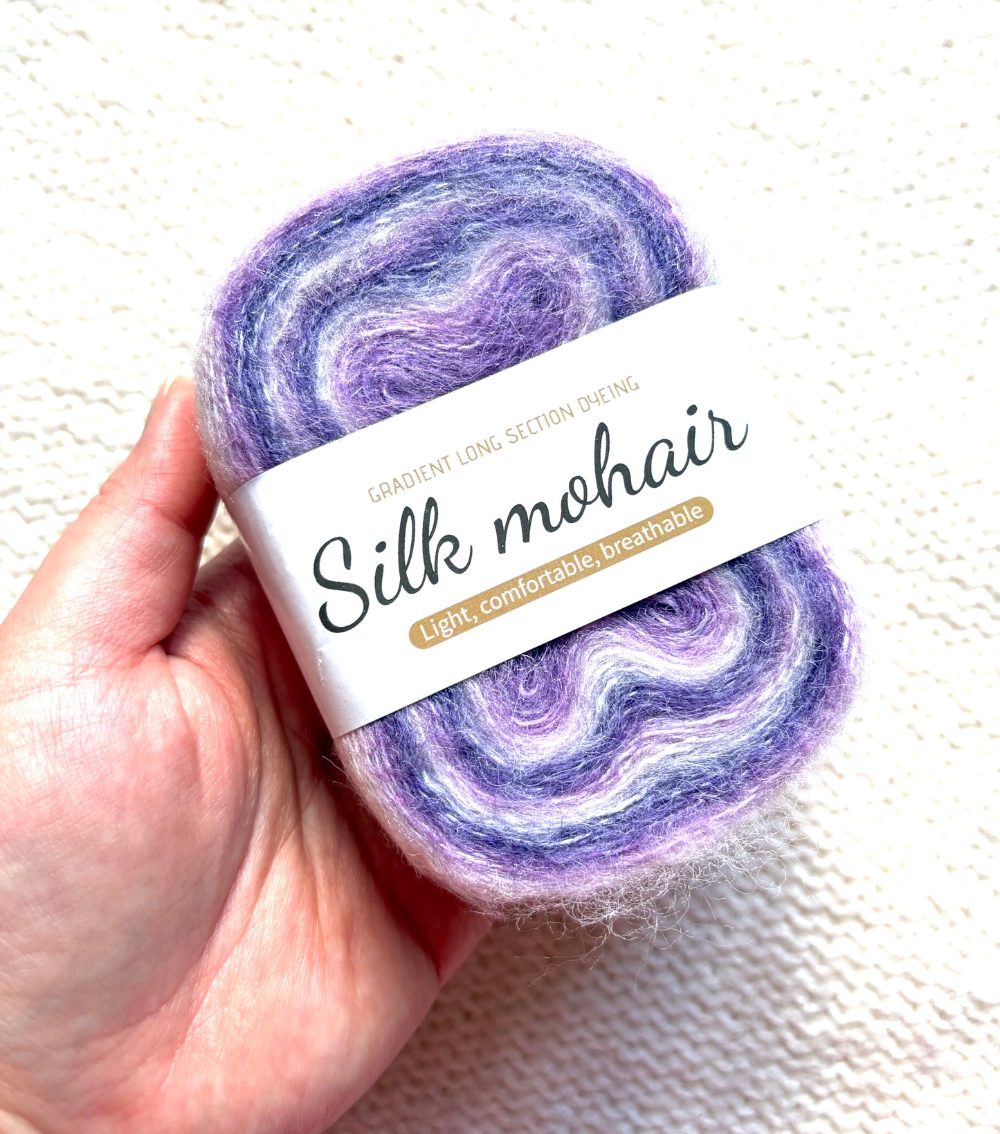 3 cakes x 50g Gradient Mohair Silk Yarn : Mohair + Silk+ Polyester : 07 Gradient Purple
