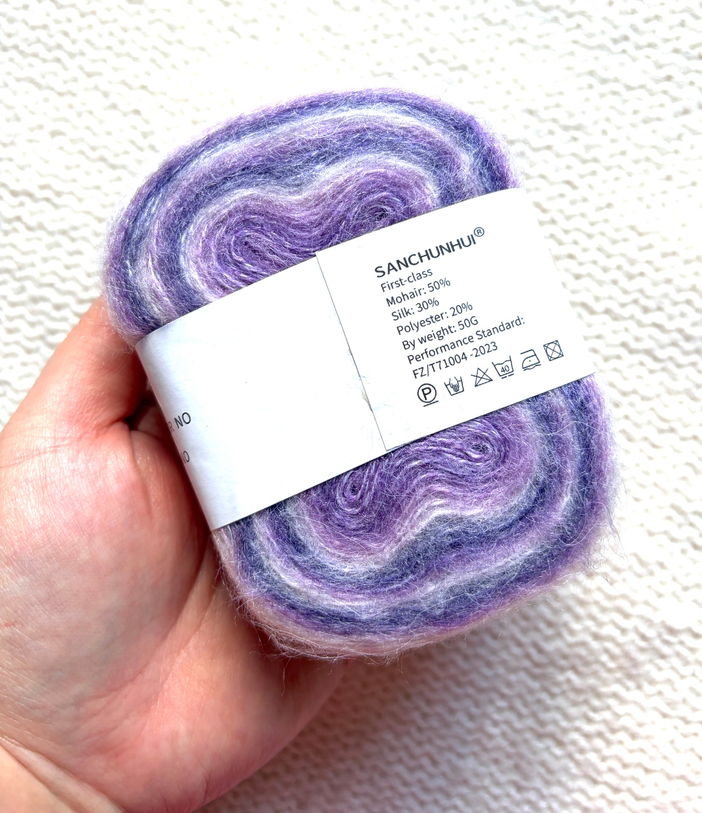 3 cakes x 50g Gradient Mohair Silk Yarn : Mohair + Silk+ Polyester : 07 Gradient Purple