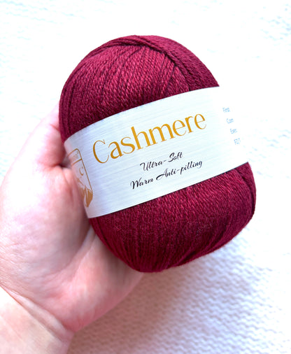 3 balls x 50g Cashmere Ultra Soft Yarn : 80% Cashmere : 12 Red Wine