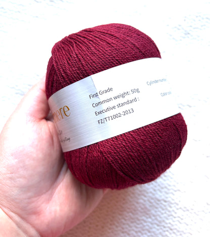 3 balls x 50g Cashmere Ultra Soft Yarn : 80% Cashmere : 12 Red Wine