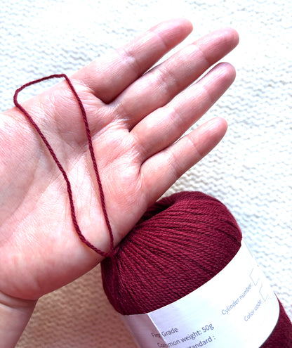 3 balls x 50g Cashmere Ultra Soft Yarn : 80% Cashmere : 12 Red Wine