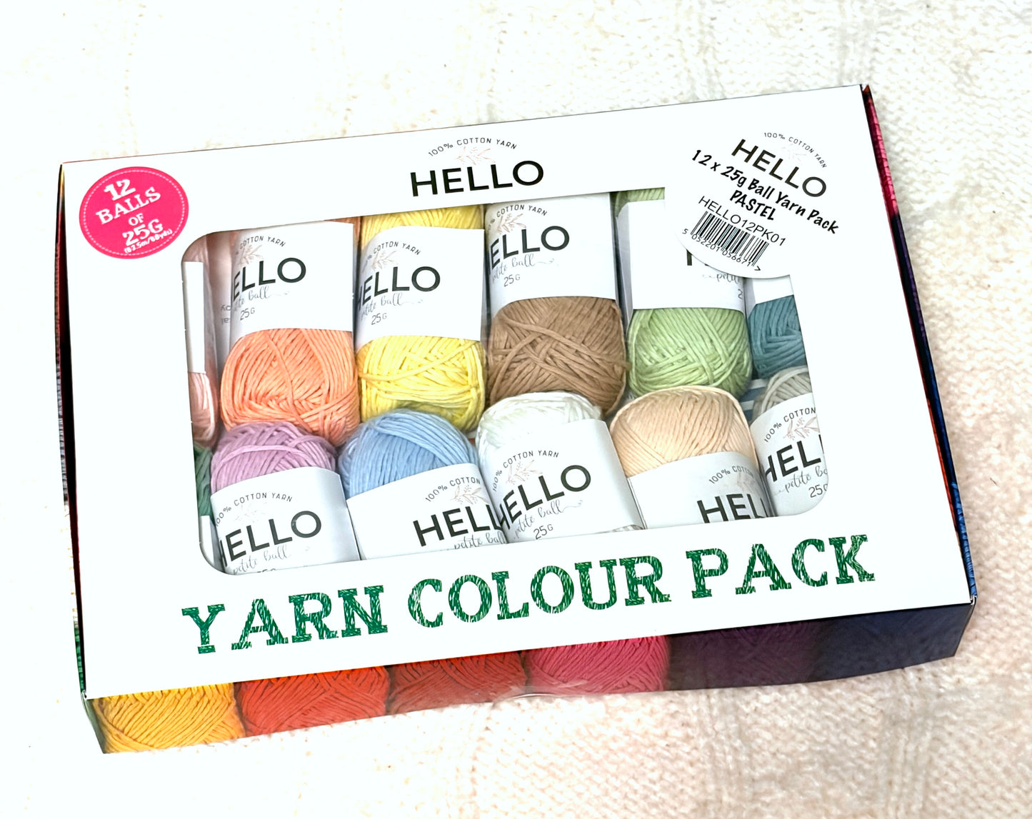 Hello Cotton Yarn - 12 x 25g Ball Collection | Pastel Colours