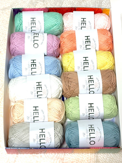 Hello Cotton Yarn - 12 x 25g Ball Collection | Pastel Colours