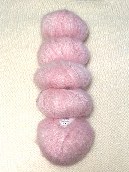 5 balls x 25g Alpaca Mohair yarn : Mohair + Alpaca + Acrylic : 18 Light Pink