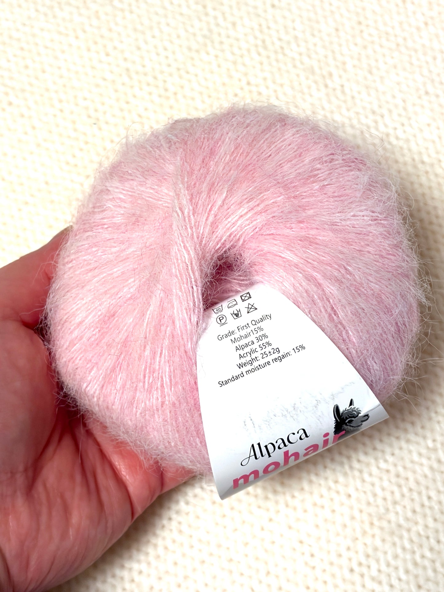 5 balls x 25g Alpaca Mohair yarn : Mohair + Alpaca + Acrylic : 18 Light Pink