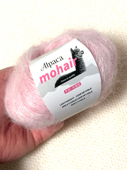5 balls x 25g Alpaca Mohair yarn : Mohair + Alpaca + Acrylic : 18 Light Pink