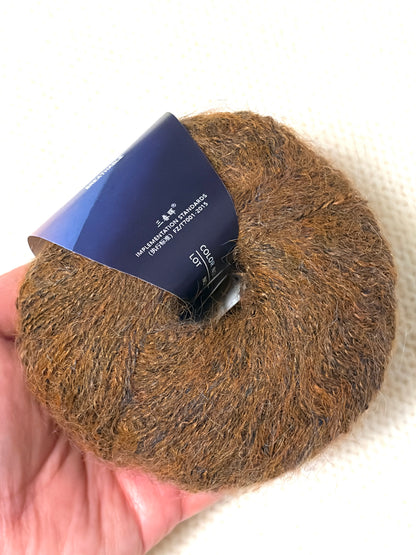 5 balls x 25g Alpaca Mohair yarn : Mohair + Alpaca + Acrylic : 18 Brown