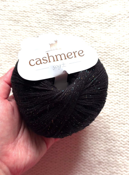 3 balls x 50g Cashmere yarn : 100% Cashmere : 12 Iridescent Black